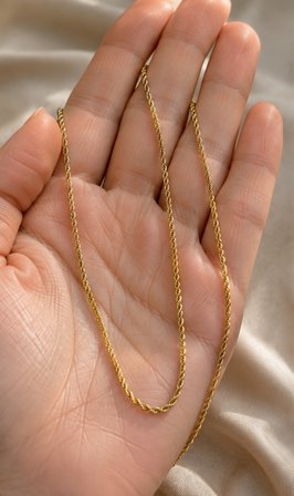 Gold Halat Zincir Kolye – Burgu Model Paslanmaz Çelik Kadın Kolye