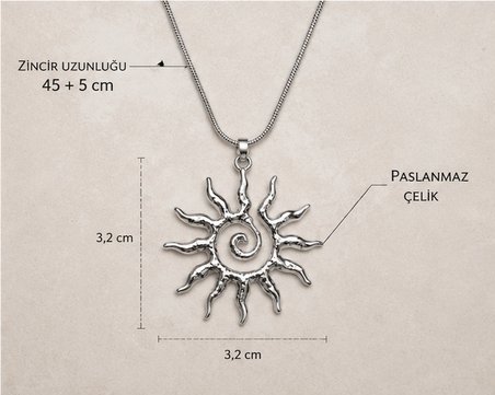 Solévia – Sonsuz Işık Spiral Güneş Paslanmaz Çelik Kadın Kolye
