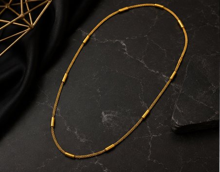 Erkek Gold Milano Silindir Detaylı Paslanmaz Çelik Kolye