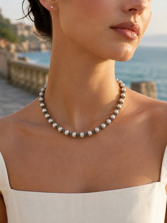 Silver Dream - İnci Düşü Gümüş Detaylı İnci Kadın Kolye