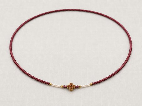 Burgundy Clover – Bordo 4 Yapraklı Tek Yonca Kadın Kolye