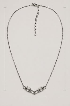 Crystal Antler Işıltılı Geyik Boynuzu Taşlı Gümüş Renk 316L Paslanmaz Çelik Kadın Kolye