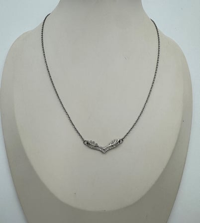 Crystal Antler Işıltılı Geyik Boynuzu Taşlı Gümüş Renk 316L Paslanmaz Çelik Kadın Kolye