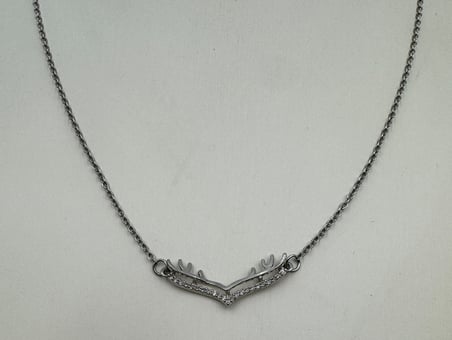 Crystal Antler Işıltılı Geyik Boynuzu Taşlı Gümüş Renk 316L Paslanmaz Çelik Kadın Kolye