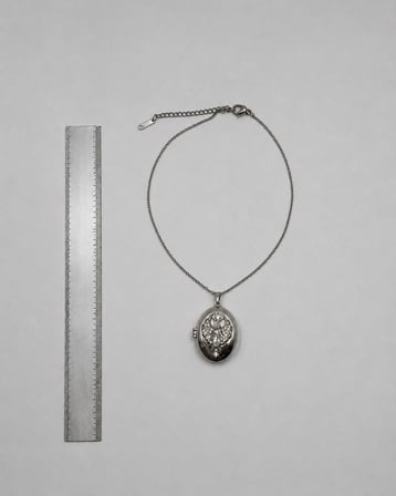 Anka Kuşu Detaylı Silver Secret Işıltılı Hatıra Gümüş Renk Taşlı Oval Açılır-Kapanır Madalyon 316L Paslanmaz Çelik 40-45 cm Kolye