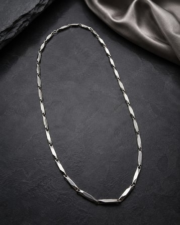 Vortex Çelik Gümüş Renk Geometrik Zincir 50-55 cm Erkek Kolye – Modern Maskülen Tasarım 316L Paslanmaz Çelik | Premium Kalite, Üstün Dayanıklılık