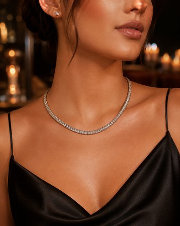 Baget Zirkon Taşlı Su Yolu Gold Çelik Kadın Kolye 316L Paslanmaz Çelik | Premium Kalite, Üstün Dayanıklılık