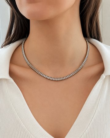 Baget Zirkon Taşlı Su Yolu Gold Çelik Kadın Kolye 316L Paslanmaz Çelik | Premium Kalite, Üstün Dayanıklılık