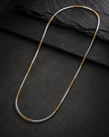 Fusion Asalet Erkek Kolyesi 65-70 cm İki Renk Yılan Zincir Kuyum Model Gold Gümüş Erkek Kolye 316L Paslanmaz Çelik | Premium Kalite, Üstün Dayanıklılık