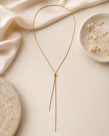 Luxe Zarafet Kadın Ayarlanabilir Lariat Kolye 50 cm Minimal İnce Zincir Altın Renk 316L Paslanmaz Çelik | Premium Kalite, Üstün Dayanıklılık