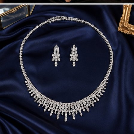 Lumi Işıltı Kadın Abiye Set – Taşlı Sarkıtlı Kolye Küpe Takım Özel Gün Takısı