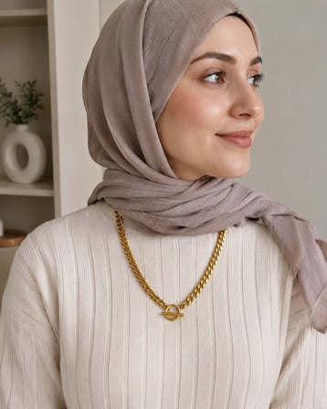 Royal Halka Kadın Altın Renk Kuyum Model Gurmet Zincir Kolye – Halka Çubuk Kapamalı Gösterişli Gerdanlık
