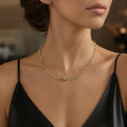 Oval, Damla ve Baget Form Şeffaf Taşlı Kadın Kolye 40–45 cm 14K 