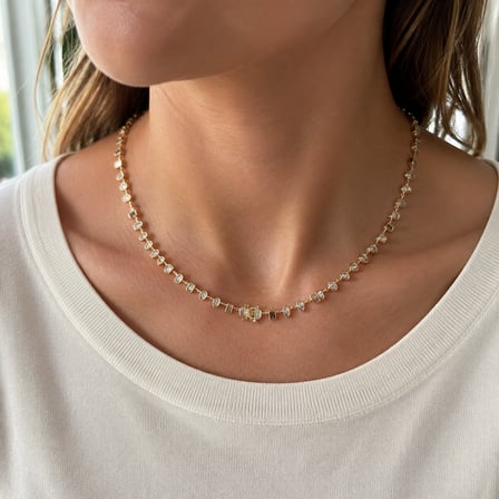 Oval, Damla ve Baget Form Şeffaf Taşlı Kadın Kolye 40–45 cm 14K 