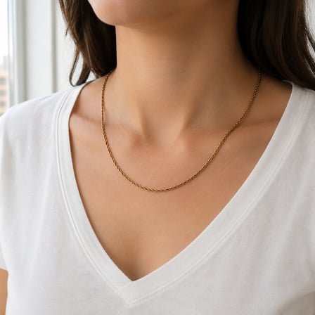 Altın Renk İnce Burgu Halat Zincir Kuyum Model Kolye 40-45 cm – Minimal Tasarım