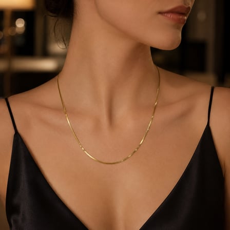 Altın Renk İtalyan Ezme Yassı Zincir Kolye 50-55 cm – Kadın Erkek Unisex Kuyum Modeli