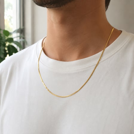 Altın Renk İtalyan Ezme Yassı Zincir Kolye 50-55 cm – Kadın Erkek Unisex Kuyum Modeli