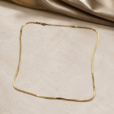 Altın Renk İtalyan Ezme Yassı Zincir Kolye 50-55 cm – Kadın Erkek Unisex Kuyum Modeli