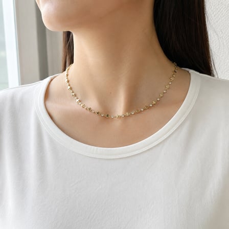Kare Taşlı Küp Detaylı Su Yolu Kadın Kolye 40–45 cm 14K