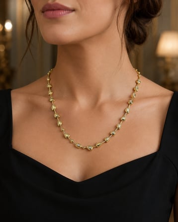 14K VIP Seri Damla Uçlu 45 cm Zarif Kadın Kolye