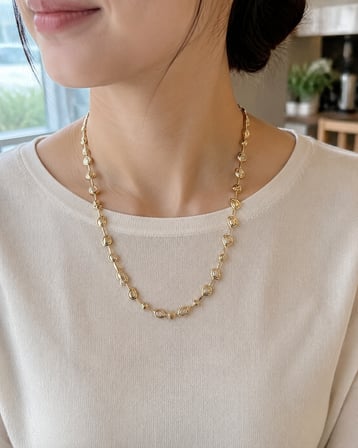 14K VIP Seri Damla Uçlu 45 cm Zarif Kadın Kolye