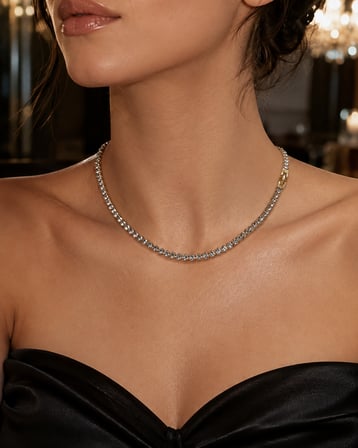 Kadın Su Yolu Taşlı Kolye | 40-45 cm Gold Kilit Detaylı Işıltılı Abiye Kolye 316L Paslanmaz Çelik