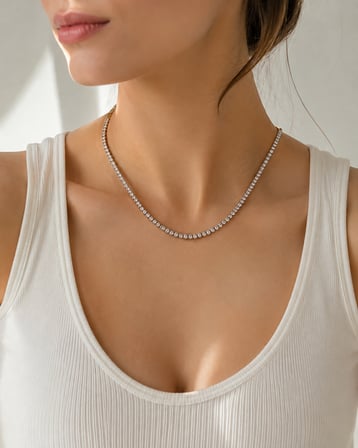 Kadın Su Yolu Taşlı Kolye | 40-45 cm Gold Kilit Detaylı Işıltılı Abiye Kolye 316L Paslanmaz Çelik