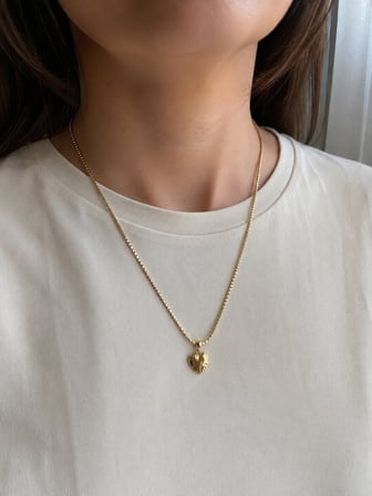 45 cm Gold Renk Su Yolu Kalp Uçlu Kare Zincir Minimal Kadın Kolye 316L Paslanmaz Çelik