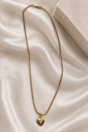 45 cm Gold Renk Su Yolu Kalp Uçlu Kare Zincir Minimal Kadın Kolye 316L Paslanmaz Çelik