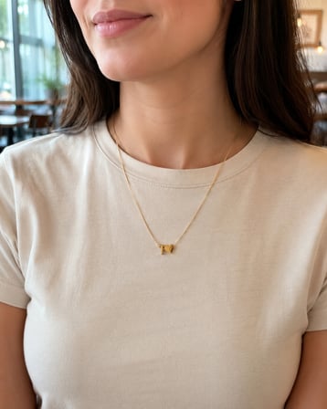 T Harfli Kalp Detaylı Minimal Kolye 40–45 cm  316L Paslanmaz Çelik