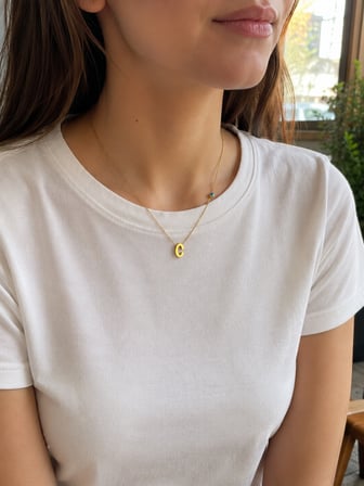  Minimal C Harfli Mavi Nazar Boncuklu Gold Renk Kolye 40-45 cm 316L Paslanmaz Çelik