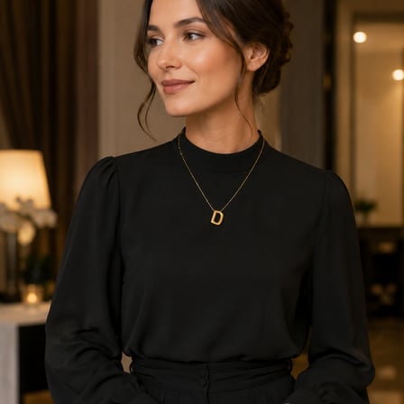  Gold Renk D Harfli Minimal Kolye 40-45 cm 316L Paslanmaz Çelik