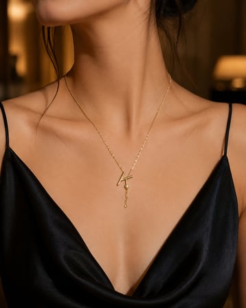 K Harfli Gold Renk Kadın Kolye 40+5 cm  316L Paslanmaz Çelik