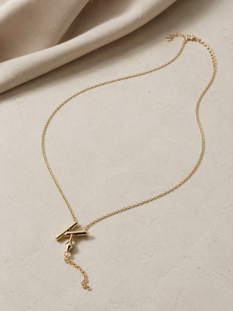 K Harfli Gold Renk Kadın Kolye 40+5 cm  316L Paslanmaz Çelik