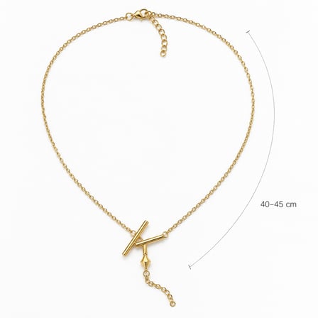 K Harfli Gold Renk Kadın Kolye 40+5 cm  316L Paslanmaz Çelik