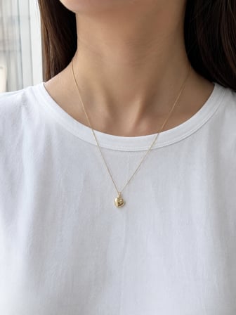  45 cm Altın Renk Bombeli Kalp Uçlu Minimal Zincir Kolye 14K XP Marka 316L Paslanmaz Çelik