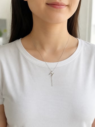 H Harf Detaylı Sallantılı Y Model Kolye 40–45 cm  316L Paslanmaz Çelik