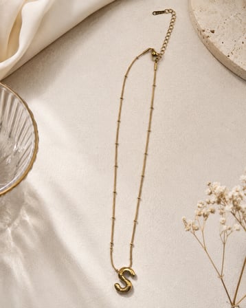 Gold S Harf Detaylı Ayarlanabilir Zincir Kolye 40-45 CM