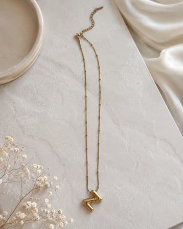Gold Geometrik Z Harf Detaylı Ayarlanabilir Zincir Kolye 40-45 CM