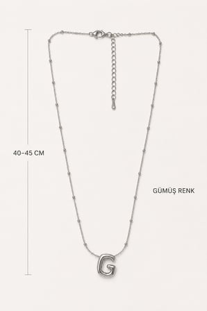 Gümüş G Harfi Uçlu Minimal Kadın Kolye 40–45 cm