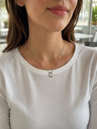 Gümüş C Harfi Uçlu Minimal Kadın Kolye 40–45 cm