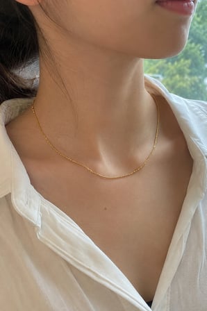 316L Paslanmaz Çelik Kuyum Model Altın Renk İnce Sağlam Zincir Kolye 40+5 cm