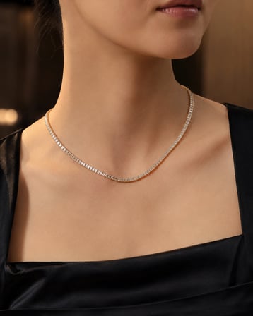 Baget Taşlı Suyolu Kolye 316L Paslanmaz Çelik Altın Renk 40+5 cm