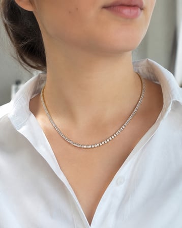 Baget Taşlı Suyolu Kolye 316L Paslanmaz Çelik Altın Renk 40+5 cm