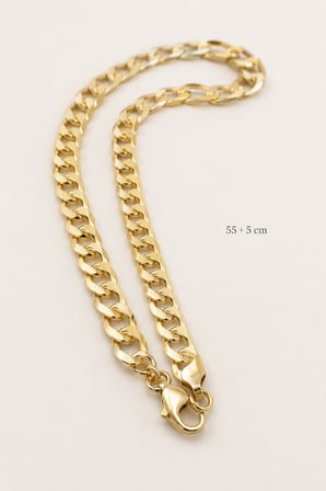 XP 14K Renkte Unisex Golden Aura 316L Paslanmaz Çelik Gold Renk Uzun Gurmet Zincir Kolye 55+5 cm