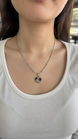 316L Paslanmaz Çelik Gümüş Renk Kalp ve Güneş Figürlü Dorika Zincir Kolye 40+5cm
