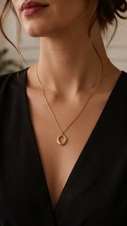 316L Paslanmaz Çelik Gold Organik Form Halka Uçlu Kadın Kolye 40+5 cm