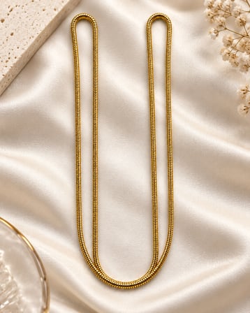 Gold Renk 316L Paslanmaz Çelik Kadın-Erkek Unisex Yılan Zincir Kolye – 55+5 cm Şık ve Modern Tasarım