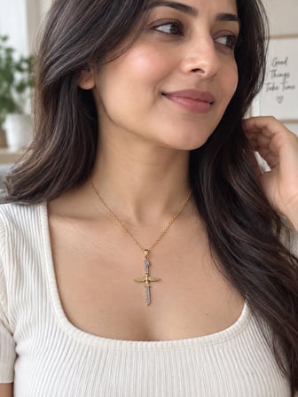 Elif - Anka Gold Kadın Kolye – 316L Çelik, Taş Detaylı, 40+5 cm