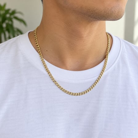 XP 14K Renk Kuyum Model Kadın Erkek Unisex Zincir Kolye 50 cm 316L Paslanmaz Çelik